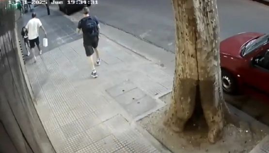 Impactante video en el que un joven patea a una nena en la calle