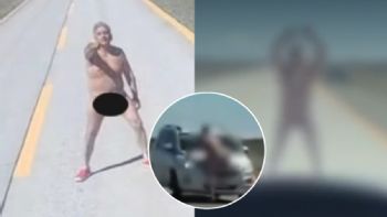 Un ciudadano chileno desnudo se lanzó sobre un auto argentino 