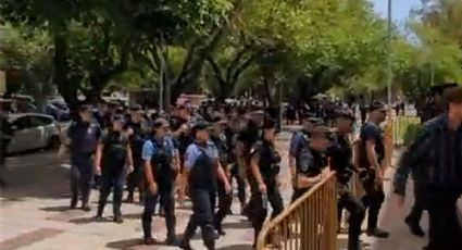 Impresionante despliegue policial por la convocatoria antiminera frente al Poder Judicial