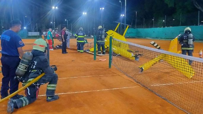 Cayó un helicóptero en las canchas de tenis del ex circuito KDT de Palermo