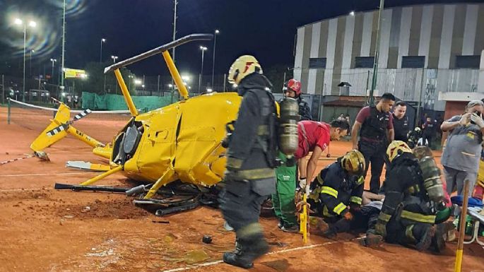 Cayó un helicóptero en las canchas de tenis del ex circuito KDT de Palermo