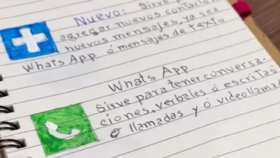 Tiene 90 años y dibujó los iconos de las apps en una libreta para aprender a usar su teléfono
