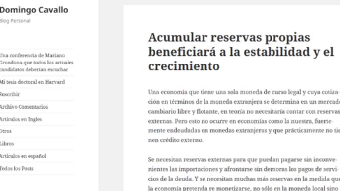 Cavallo criticó el programa económico y pidió acumular reservas