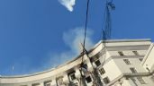 Foto ilustrativa de la nota titulada: Así quedó el edificio gubernamental de Ucrania tras el ataque de Rusia