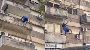 Cayó de un cuarto piso y se salvó tras impactar contra un patrullero