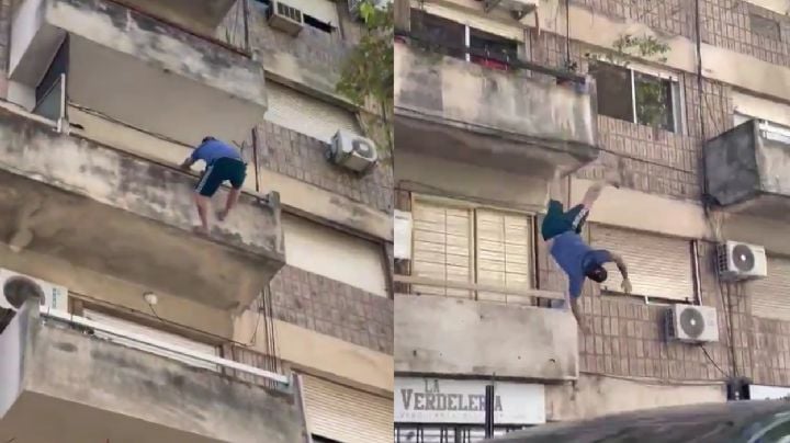 Cayó de un cuarto piso y se salvó tras impactar contra un patrullero